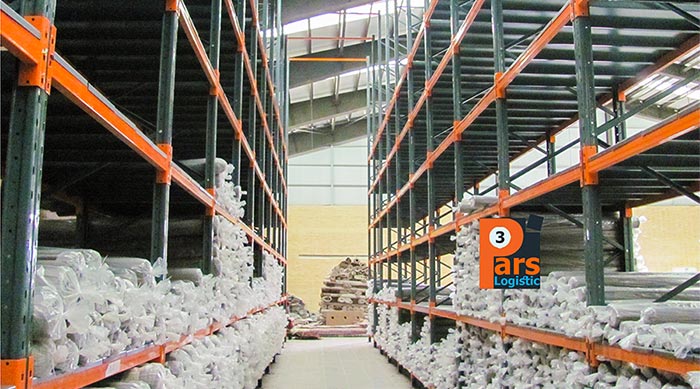 heavy rack shelving in carpet warehouse